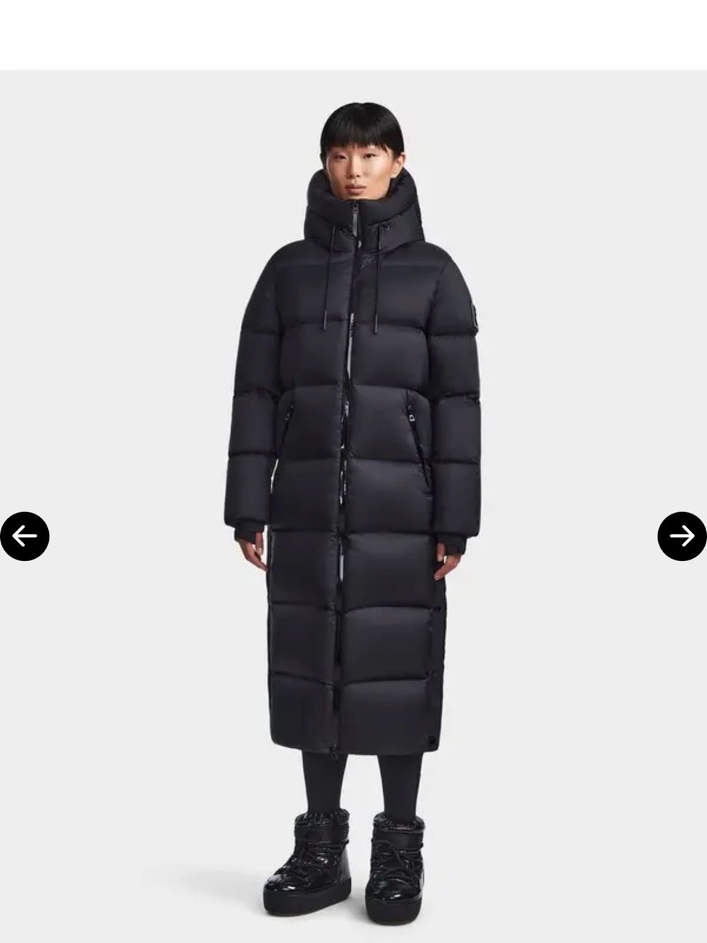 RUDSAK Long Black Quilted Puffer Coat with Hood